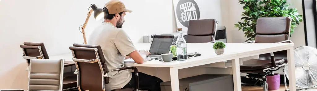 Member using hot desk area