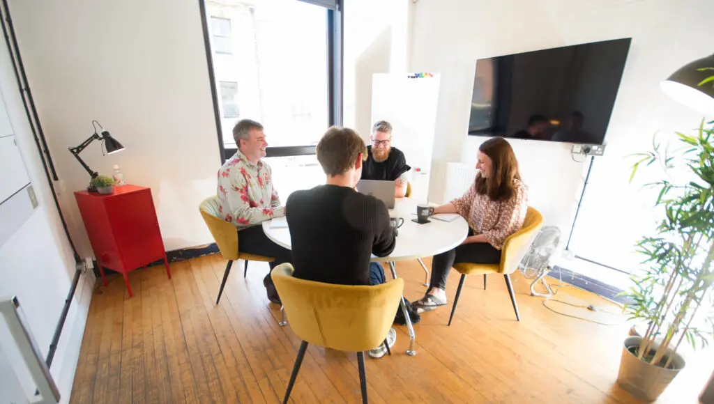 Customers in our upstairs four person meeting room Carlisle.